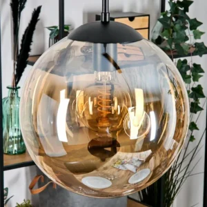 hofstein Gastor Suspension, Boule lumineuse Noir, 2 lumières* Lampes En Verre