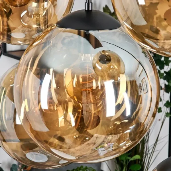 hofstein Gastor Suspension, Boule lumineuse, Suspension Ambre, 8 lumières* Lampes En Verre