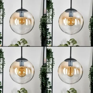 hofstein Gastor Suspension, Boule lumineuse, Suspension Ambre, Clair, 3 lumières* Lampes En Verre