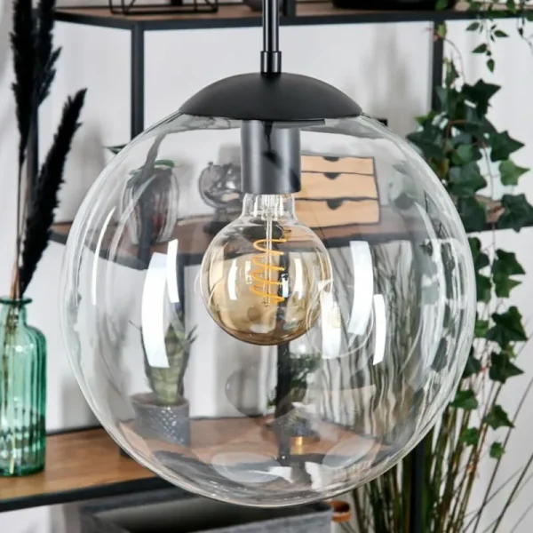 hofstein Gastor Suspension, Boule lumineuse, Suspension Clair, 2 lumières* Lampes En Verre