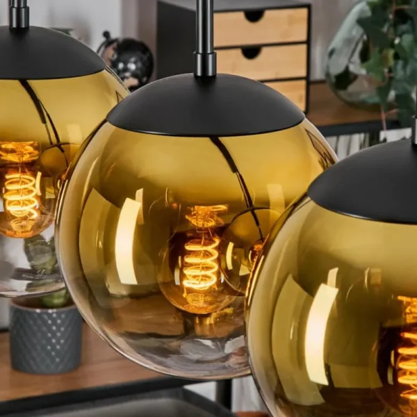 hofstein Gastor Suspension, Boule lumineuse, Suspension Or, Clair, 5 lumières* Lampes En Verre