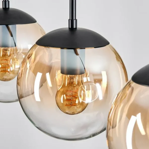 hofstein Gastor Suspension, Boule lumineuse Ambre, Clair, 3 lumières* Lampes En Verre