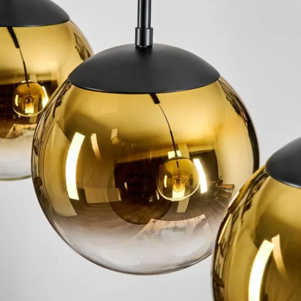 hofstein Gastor Suspension, Boule lumineuse Or, Clair, 3 lumières* Lampes En Verre