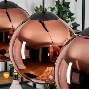 hofstein Gastor Suspension, Boule lumineuse, Suspension Cuivré, 3 lumières* Lampes En Verre
