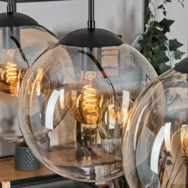 hofstein Gastor Suspension, Boule lumineuse, Suspension Ambre, Clair, 3 lumières* Lampes En Verre