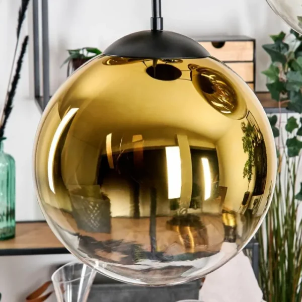 hofstein Gastor Suspension, Boule lumineuse 45 cm Noir, 5 lumières* Lampes En Verre