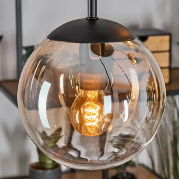 hofstein Gastor Suspension, Boule lumineuse, Suspension Ambre, Clair, 5 lumières* Lampes En Verre