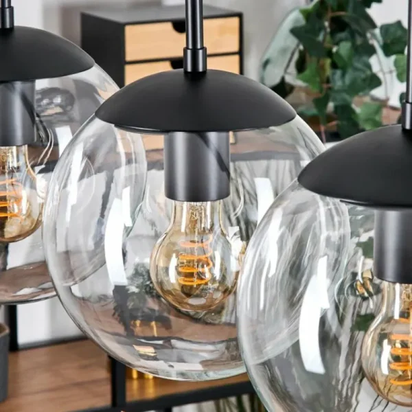 hofstein Gastor Suspension, Boule lumineuse, Suspension Clair, 4 lumières* Lampes En Verre