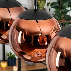 hofstein Gastor Suspension, Boule lumineuse, Suspension Cuivré, 3 lumières* Lampes En Verre