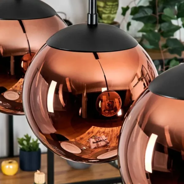 hofstein Gastor Suspension, Boule lumineuse, Suspension Cuivré, 3 lumières* Lampes En Verre