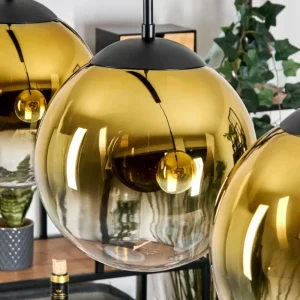 hofstein Gastor Suspension, Boule lumineuse, Suspension Or, Clair, 4 lumières* Lampes En Verre