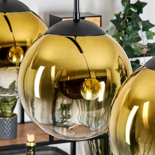 hofstein Gastor Suspension, Boule lumineuse, Suspension Or, Clair, 4 lumières* Lampes En Verre