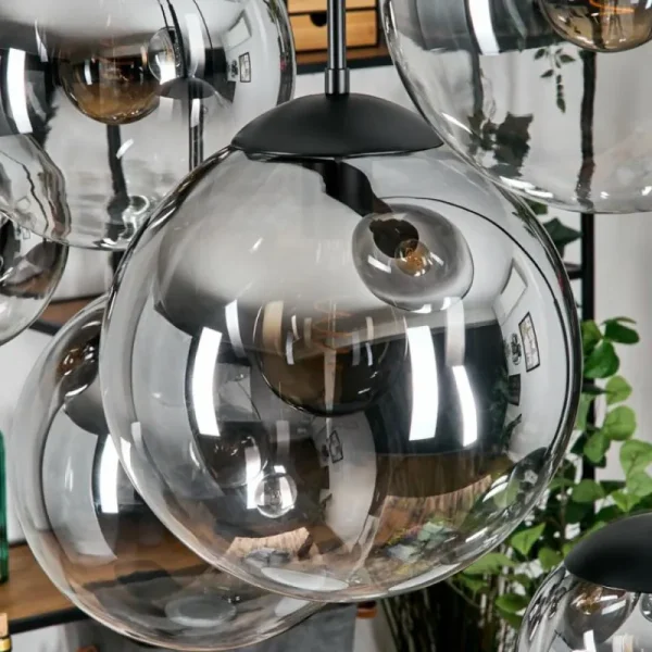 hofstein Gastor Suspension, Boule lumineuse, Suspension Clair, Fumé, 8 lumières* Lampes Modernes