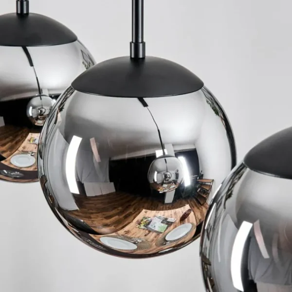 hofstein Gastor Suspension, Boule lumineuse Chrome, Fumé, 3 lumières* Lampes Modernes