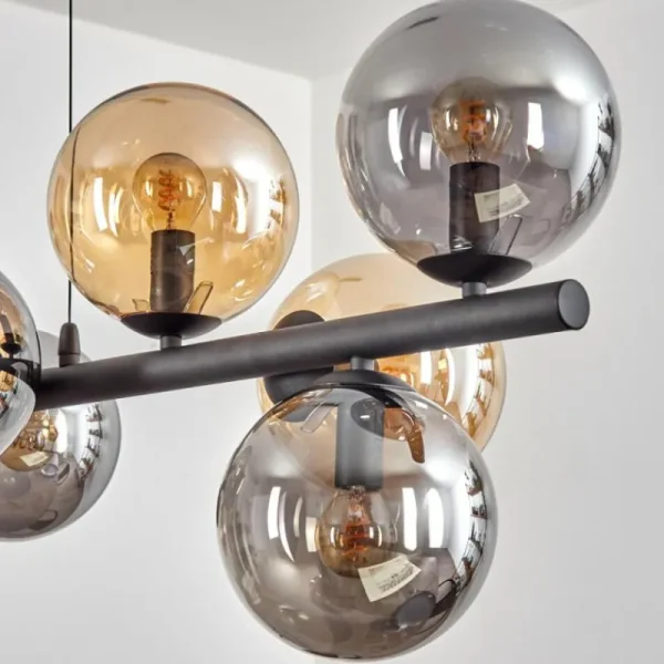 hofstein Gastor Suspension, Boule lumineuse, Suspension Ambre, Fumé, 10 lumières* Lampes Modernes
