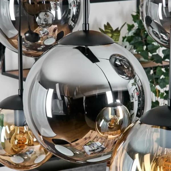 hofstein Gastor Suspension, Boule lumineuse, Suspension Ambre, Fumé, 6 lumières* Lampes Modernes