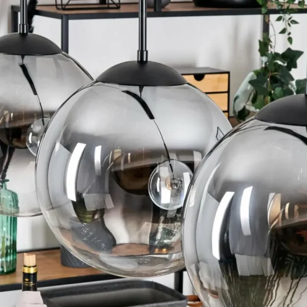 hofstein Gastor Suspension, Boule lumineuse, Suspension Clair, Fumé, 3 lumières* Lampes Modernes