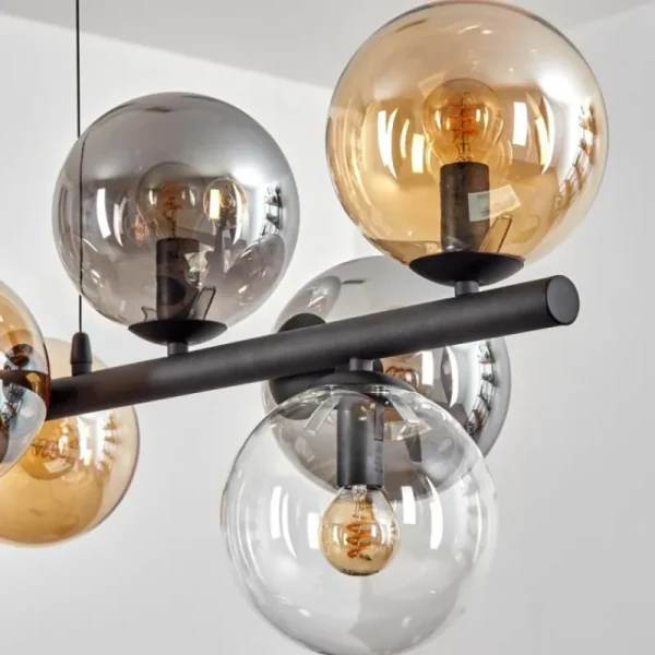 hofstein Gastor Suspension, Boule lumineuse, Suspension Ambre, Clair, Fumé, 10 lumières* Lampes Modernes