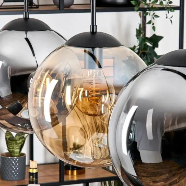 hofstein Gastor Suspension, Boule lumineuse, Suspension Ambre, Fumé, 3 lumières* Lampes Modernes
