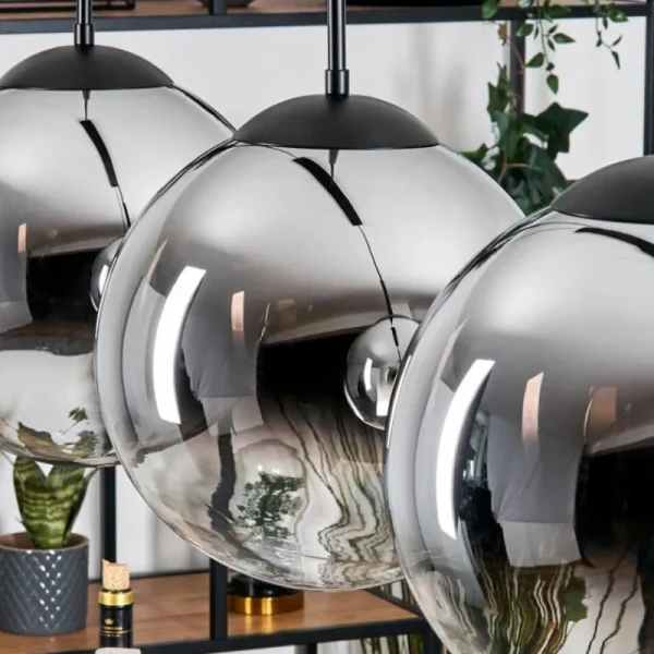 hofstein Gastor Suspension, Boule lumineuse, Suspension Chrome, Clair, Fumé, 3 lumières* Lampes Modernes