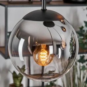 hofstein Gastor Suspension, Boule lumineuse, Suspension Chrome, Clair, Fumé, 5 lumières* Lampes Modernes