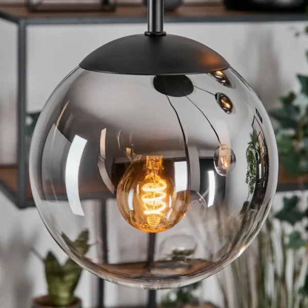 hofstein Gastor Suspension, Boule lumineuse, Suspension Chrome, Clair, Fumé, 5 lumières* Lampes Modernes