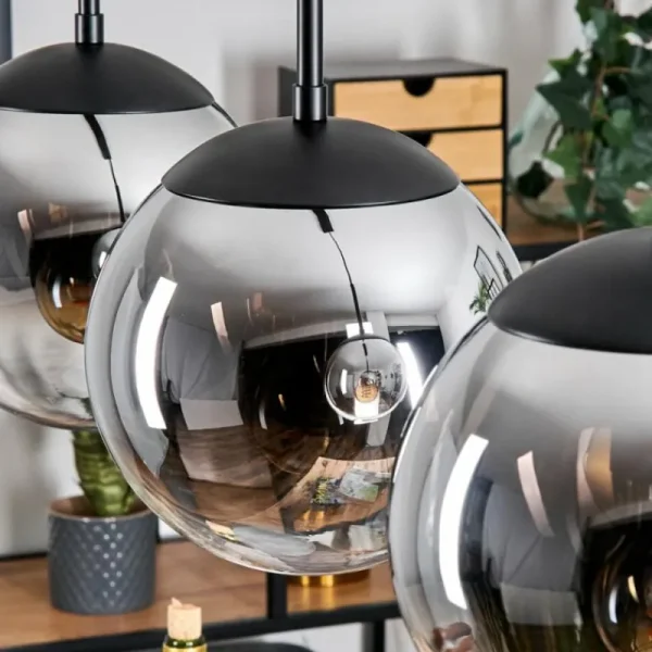 hofstein Gastor Suspension, Boule lumineuse Chrome, Clair, Fumé, 3 lumières* Lampes Modernes