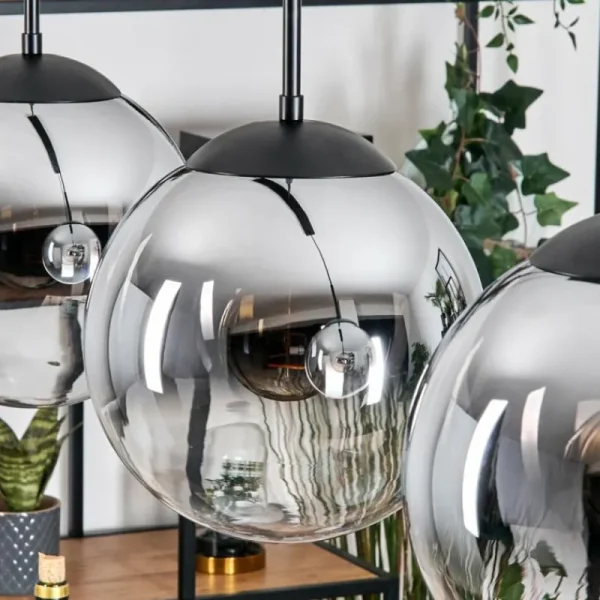 hofstein Gastor Suspension, Boule lumineuse, Suspension Chrome, Clair, Fumé, 4 lumières* Lampes Modernes