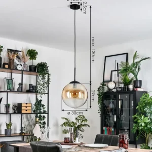 hofstein Gastor Suspension, Boule lumineuse, Suspension Ambre, Clair, 1 lumière* Lampes En Verre