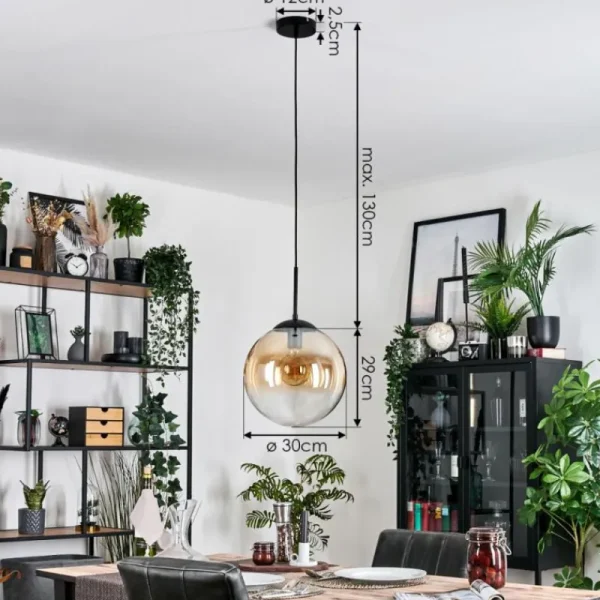 hofstein Gastor Suspension, Boule lumineuse, Suspension Ambre, Clair, 1 lumière* Lampes En Verre