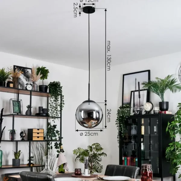 hofstein Gastor Suspension, Boule lumineuse 25 cm Fumé, 1 lumière* Lampes Modernes