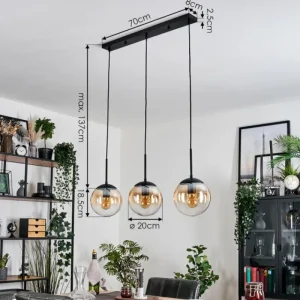 hofstein Gastor Suspension, Boule lumineuse Ambre, Clair, 3 lumières* Lampes En Verre