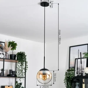 hofstein Gastor Suspension, Boule lumineuse Ambre, Clair, 1 lumière* Lampes En Verre