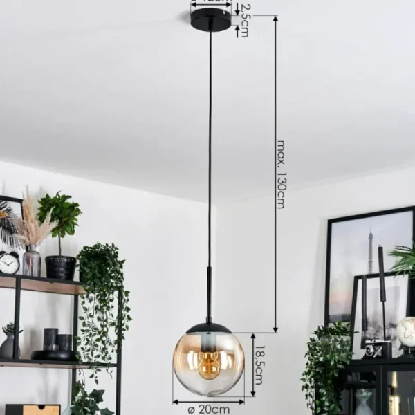 hofstein Gastor Suspension, Boule lumineuse Ambre, Clair, 1 lumière* Lampes En Verre