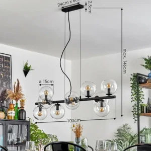 hofstein Gastor Suspension, Boule lumineuse, Suspension Clair, 10 lumières* Lampes En Verre