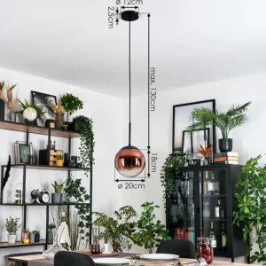 hofstein Gastor Suspension, Boule lumineuse, Suspension Clair, Cuivré, 1 lumière* Lampes En Verre