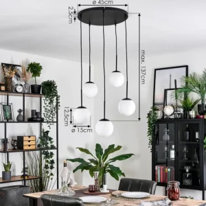hofstein Gastor Suspension, Boule lumineuse, Suspension Blanc, 5 lumières* Lampes En Verre