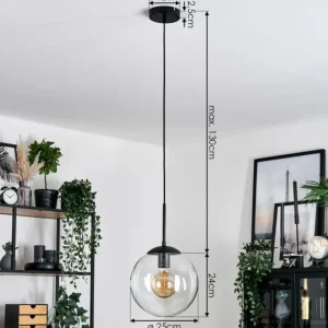 hofstein Gastor Suspension, Boule lumineuse 25 cm Clair, 1 lumière* Lampes En Verre