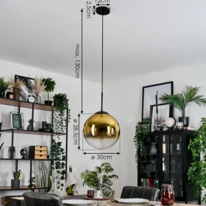 hofstein Gastor Suspension, Boule lumineuse 30 cm Or, Clair, 1 lumière* Lampes En Verre