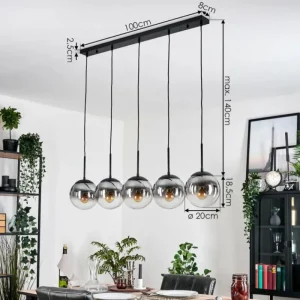hofstein Gastor Suspension, Boule lumineuse, Suspension Clair, Fumé, 5 lumières* Lampes Modernes