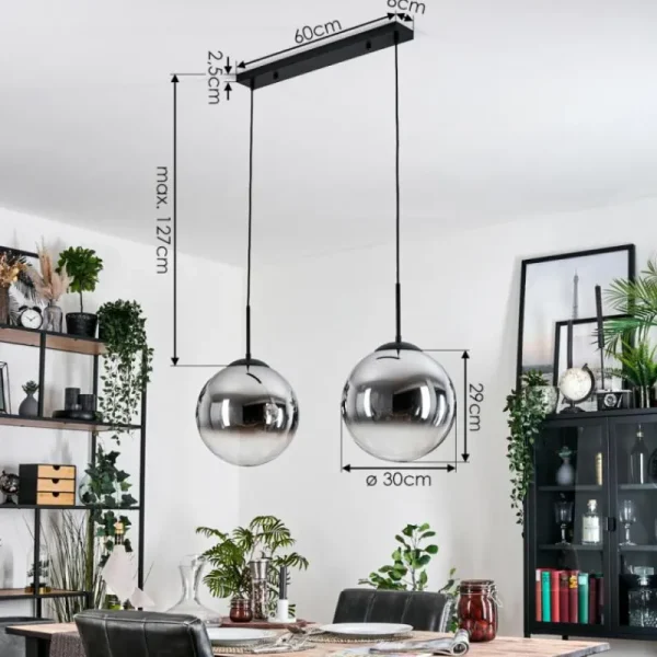 hofstein Gastor Suspension, Boule lumineuse Noir, 2 lumières* Lampes Modernes