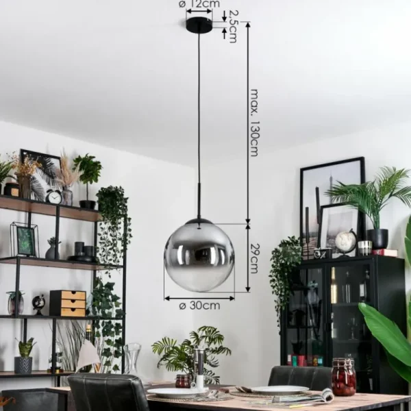 hofstein Gastor Suspension, Boule lumineuse Clair, Fumé, 1 lumière* Lampes Modernes