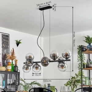 hofstein Gastor Suspension, Boule lumineuse, Suspension Clair, Fumé, 10 lumières* Lampes Modernes