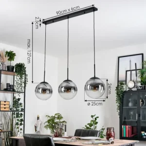 hofstein Gastor Suspension, Boule lumineuse Noir, 3 lumières* Lampes Modernes