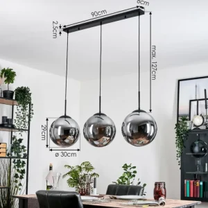 hofstein Gastor Suspension, Boule lumineuse, Suspension Fumé, 3 lumières* Lampes Modernes