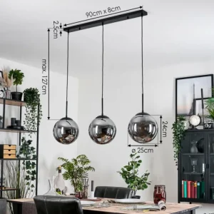 hofstein Gastor Suspension, Boule lumineuse Noir, 3 lumières* Lampes Modernes