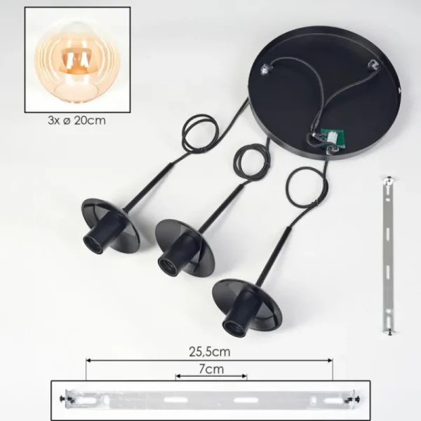hofstein Gastor Suspension, Boule lumineuse Ambre, Clair, 3 lumières* Lampes En Verre