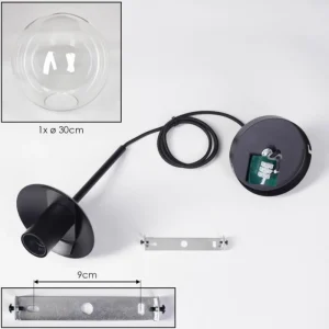 hofstein Gastor Suspension, Boule lumineuse 30 cm Clair, 1 lumière* Lampes En Verre