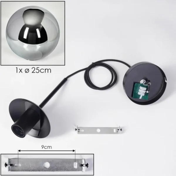 hofstein Gastor Suspension, Boule lumineuse 25 cm Fumé, 1 lumière* Lampes Modernes