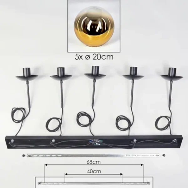 hofstein Gastor Suspension, Boule lumineuse, Suspension Or, Clair, 5 lumières* Lampes En Verre
